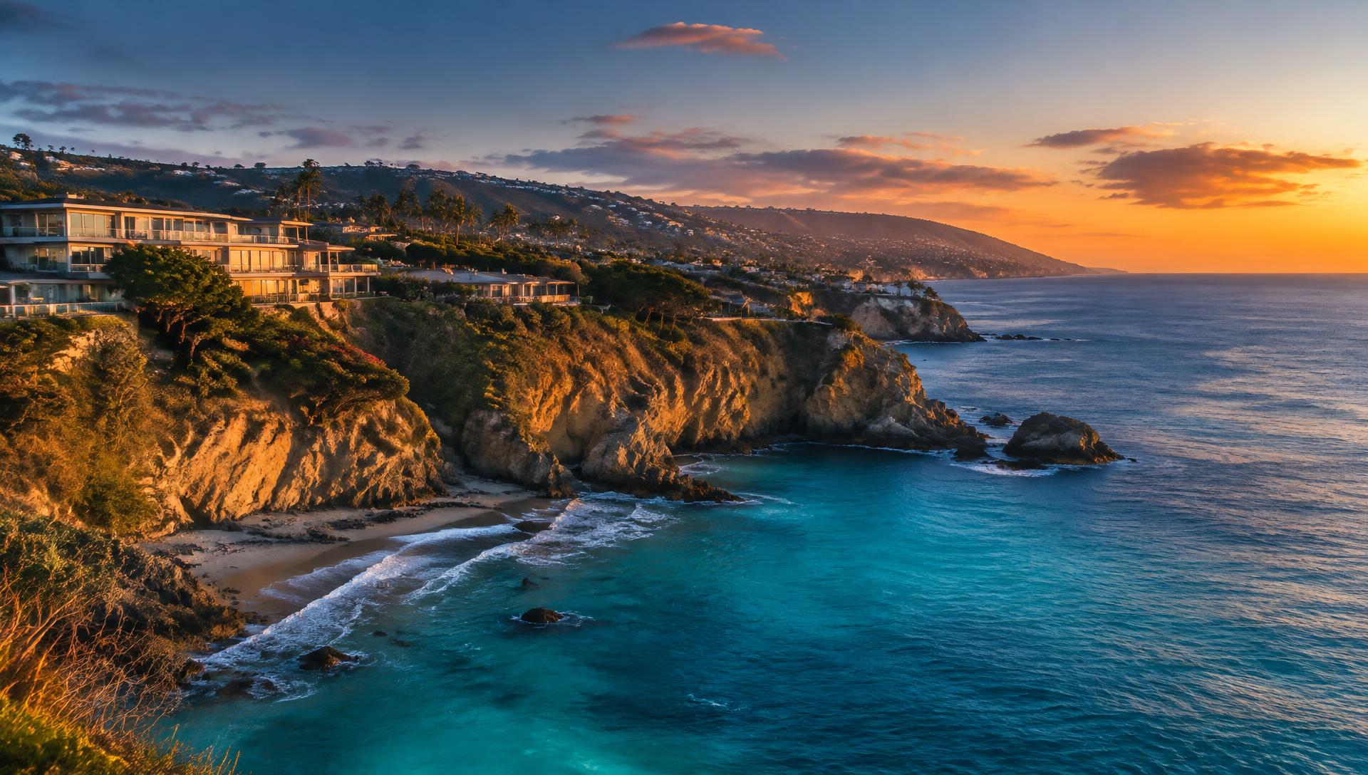 Orange County cliffs and coves at sunset